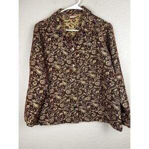 Tudor Court Vintage Tapestry Jacket Burgundy Tan 90s Grandmacore Size Medium